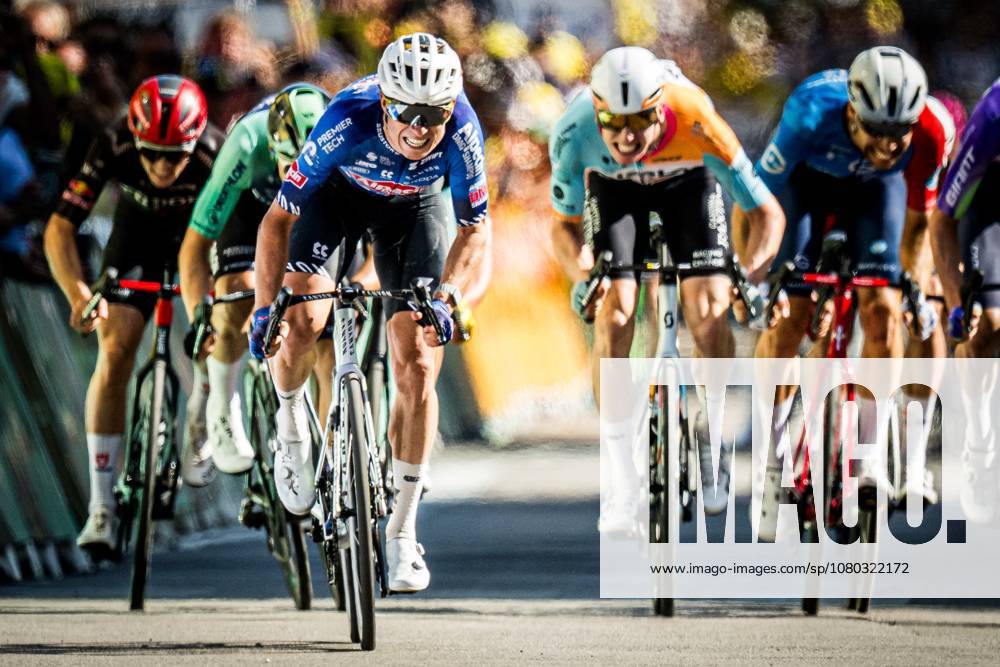 Belgian Jasper Philipsen of Alpecin-Premier Tech celebrates as he crosses the finish line to win the stage 17 of the 2026 Tour de France cycling race, a stage of 175km from Chambery to Voiron, on Wednesday 22 July 2026. The 113th edition of the Tour de France starts on Saturday 4 July in Barcelona, Spain, and will finish in Paris, France on the 26th of July. JASPERxJACOBS x181773805x