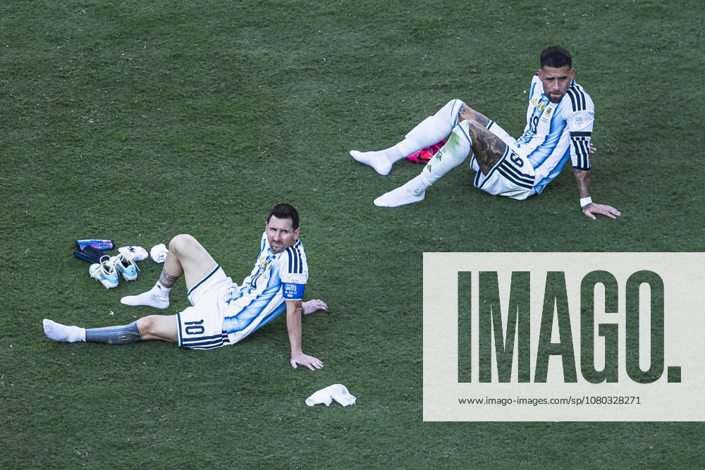 Lionel Messi of Argentina and Nicolás Otamendi of Argentina reacts after their defeat during the FIFA World Cup, WM, Weltmeisterschaft, Fussball 2026 Final match between Spain and Argentina at New York New Jersey Stadium on July 19th,2026 (Photo by Joao Bravo Sports Press Photo)