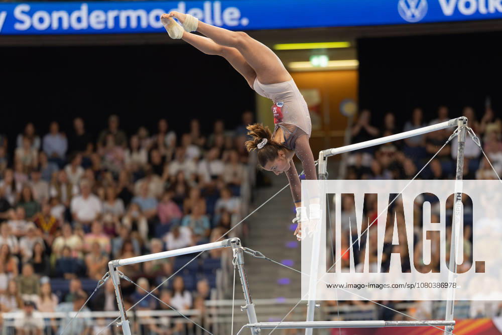 2026 German Artistic Gymnastics Championships, Women’s All-Around: Janoah Müller of TSG Haßloch on the uneven bars German Artistic Gymnastics Championships, Women’s All-Around, on July 24, 2026, at the ZAG Arena in Hanover, Hanover, Lower Saxony, Germany ZAG Arena