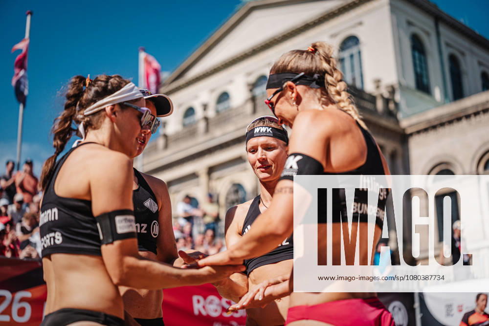 Women s Beach Volleyball Allianz German Beach Club Finals The 2026 Finals Hannover Eintracht Spontent vs. Berlin Recycling Volleys July 24, 2026 v l Cinja Tillmann, Svenja Müller, Kim van de Velde, and Sandra Ittlinger Hannover Opernplatz Lower Saxony Germany