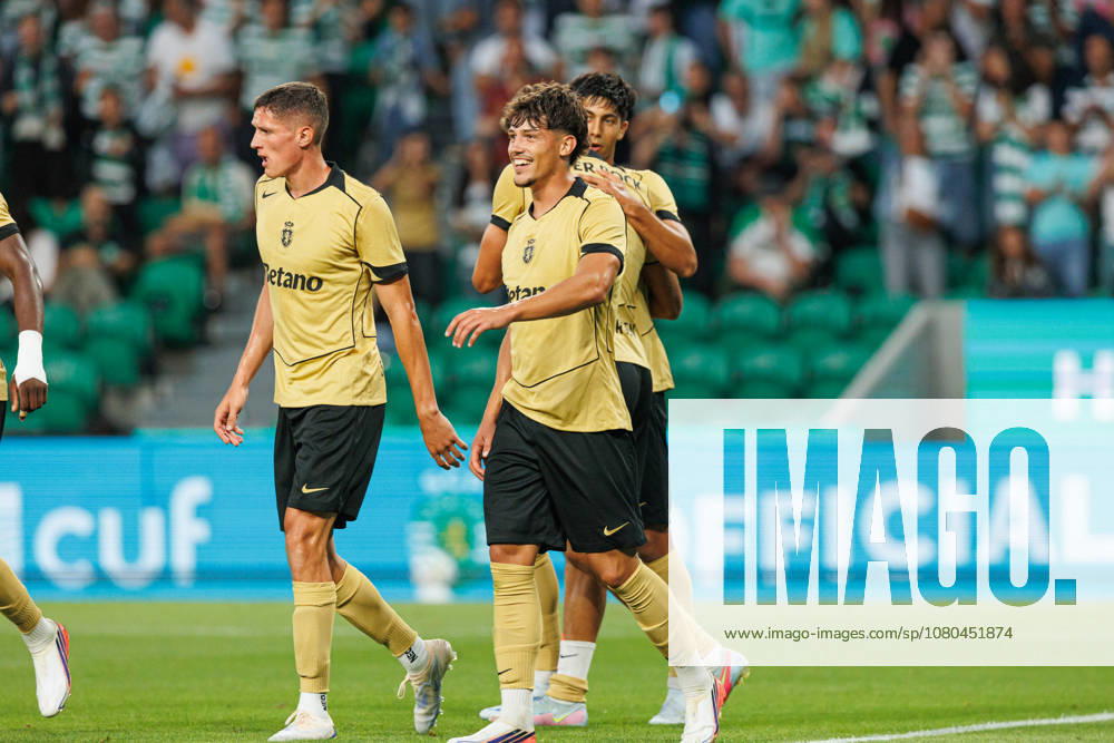 Rafael Nel seen celebrating after a goal during Club Friendly Games between teams of Sporting CP and AS Monaco Estadio Jose Alvalade (Luis Loureiro Ball Raw Images PT) Lisboa Estadio Jose Alvalade Portugal