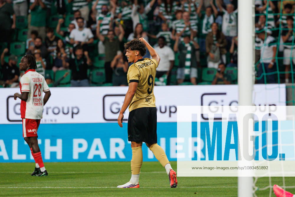 Rafael Nel seen celebrating after a goal during Club Friendly Games between teams of Sporting CP and AS Monaco Estadio Jose Alvalade (Luis Loureiro Ball Raw Images PT) Lisboa Estadio Jose Alvalade Portugal