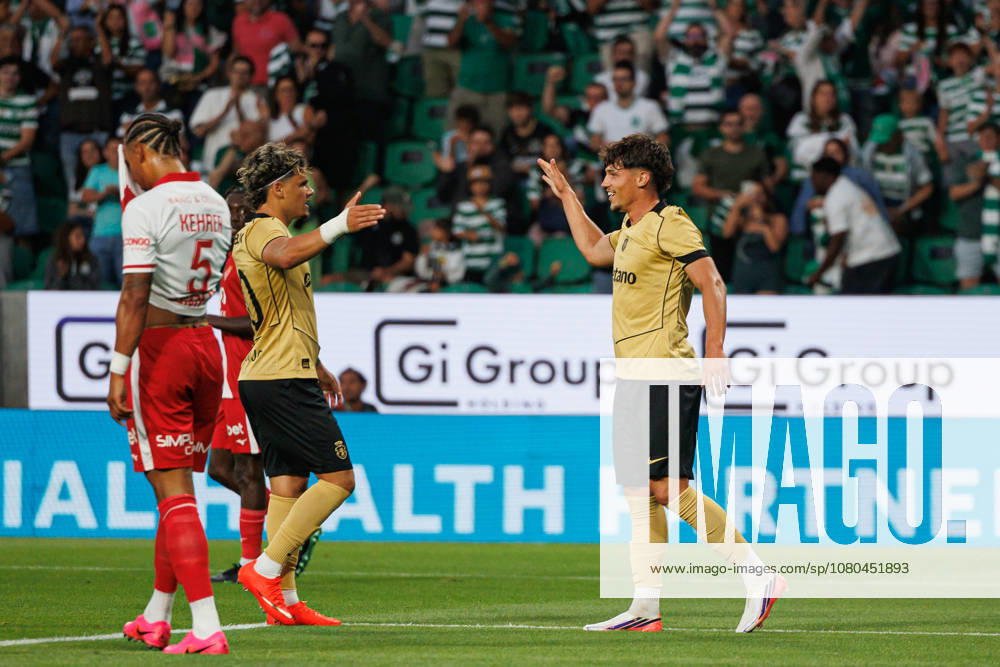 Rafael Nel seen celebrating after a goal during Club Friendly Games between teams of Sporting CP and AS Monaco Estadio Jose Alvalade (Luis Loureiro Ball Raw Images PT) Lisboa Estadio Jose Alvalade Portugal