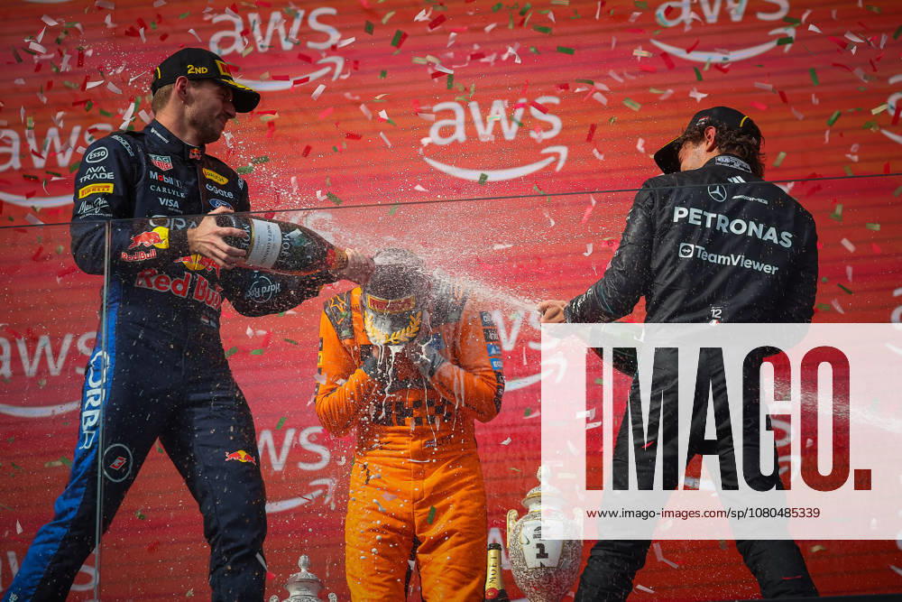 MOTORSPORTS - Formula 1 - 2026 Hungarian Grand Prix Photo by IPA ABACAPRESS.COM87030245 - Race podium: Lando Norris wins ahead of Max Verstappen and Kimi Antonelli at the Hungarian Grand Prix, Hungaroring, Budapest, July 23–26, 2026, 2026 Formula 1 World Championship, WM, Weltmeisterschaft Hungary Hungary