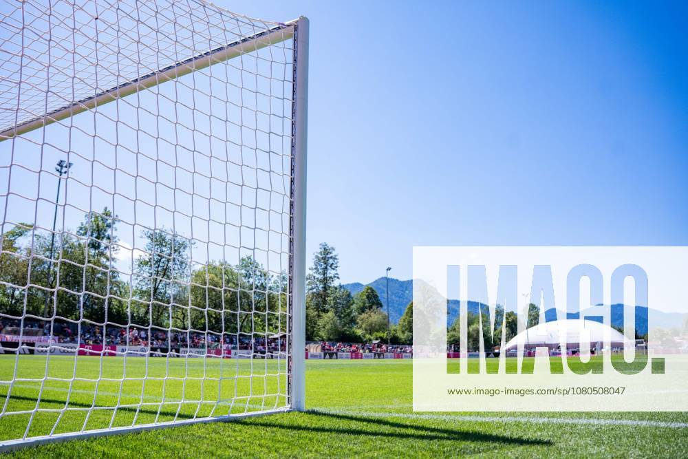 Training Camp, FC Bayern Munich on July 28, 2026, in Rottach-Egern. The training field with Telekom advertising before the start of training at Birkenmoos Stadium.
