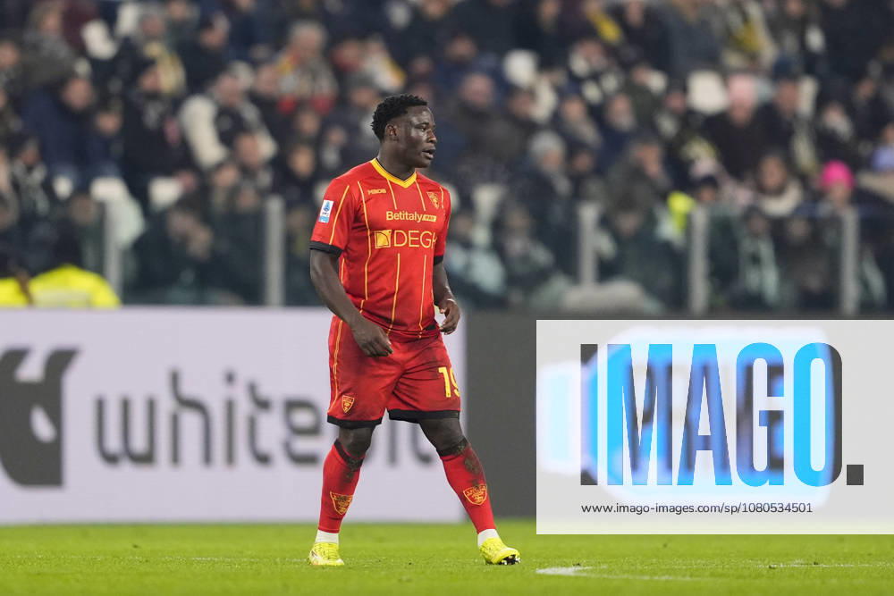 Lecces Lameck Banda celebrates after scoring the 0-1 goal for his team during the Serie A soccer match between Juventus Fc and Lecce the Juventus Stadium in Turin, north west Italy - January 3, 2026. - Soccer
