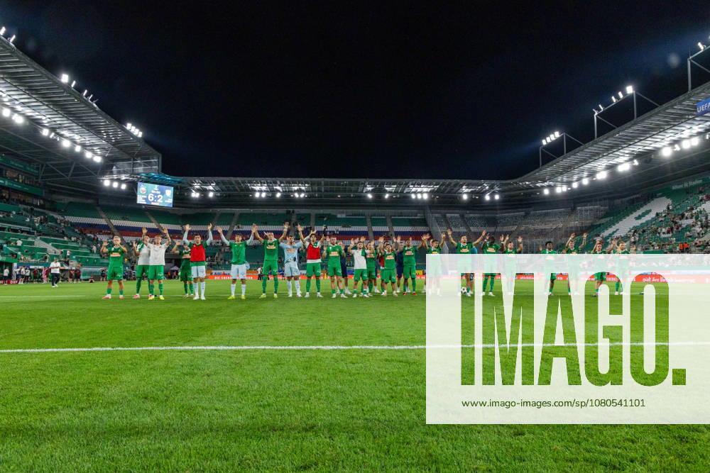 SOCCER - UEFA ECL, Rapid vs Coloma VIENNA,AUSTRIA,29.JUL.26 - SOCCER - UEFA Conference League, qualification, SK Rapid Wien vs FC Santa Coloma. Image shows the rejoicing of Rapid. GEPAxpictures xPhilippxBrem