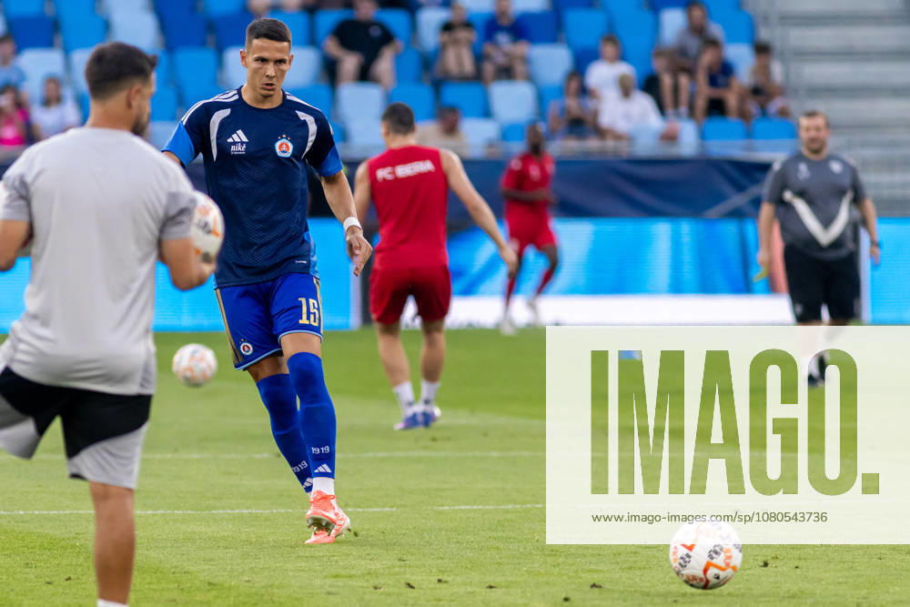 Svetozar Markovic of SK Slovan Bratislava seen during UEFA Champions league second qualifying round game between teams of SK Slovan Bratislava and Iberia 1999 Tbilisi (Dominika Kortvelyesiova Ball Raw Images) Bratislava Tehelne Pole stadium Slovakia