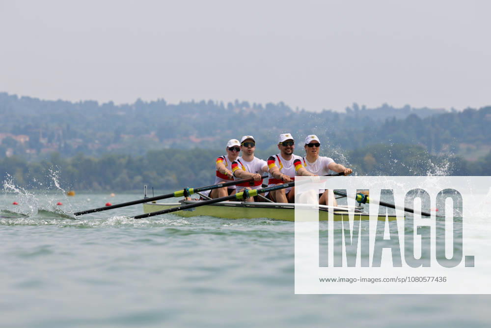 31st July 2026; Lake Varese, Varese, Lombardy, Italy; 2026 European Rowing Championships, Day One; Heat; PR3 Mixed Coxed Four (PR3 Mix4+); Germany AnthonyxBenoit