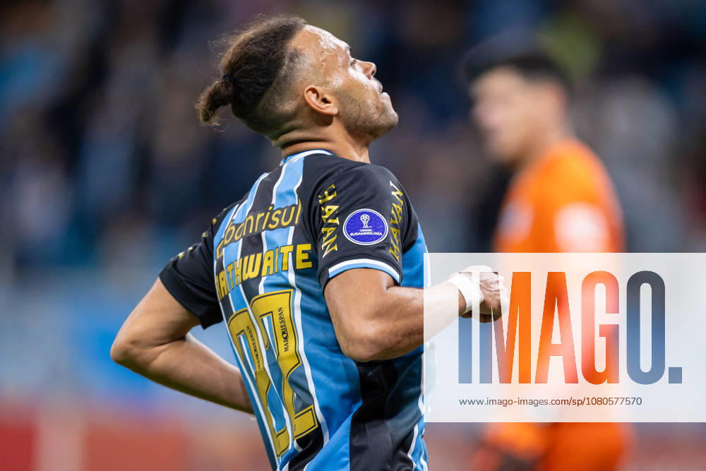 30th July 2026; Arena do Gremio Stadium, Porto Alegre, Brazil; Copa Sudamericana Football, Gremio versus Bolivar; Martin Braithwaite of Gremio reacts RichardxDucker DiaEsportivo