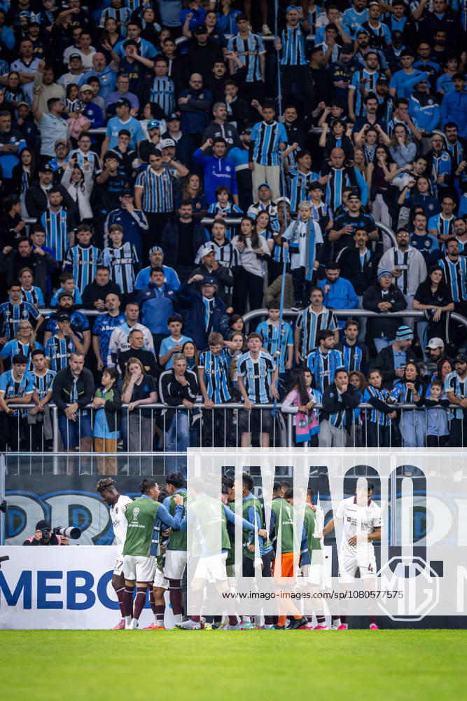 30th July 2026; Arena do Gremio Stadium, Porto Alegre, Brazil; Copa Sudamericana Football, Gremio versus Bolivar; Dairon Asprilla of Bolivar celebrates after scoring the first goal of his team RichardxDucker DiaEsportivo