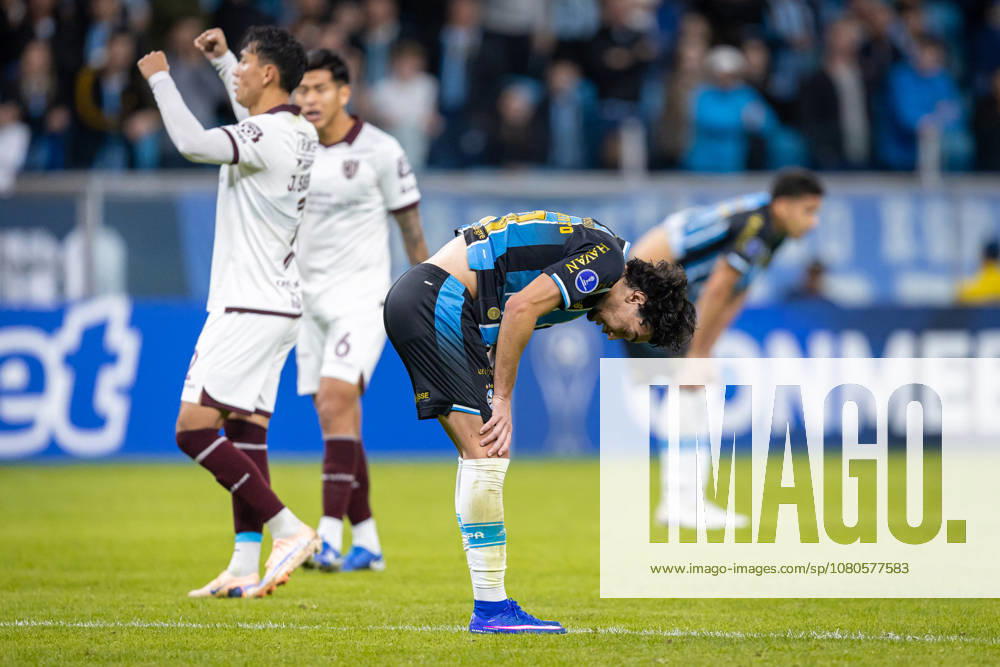 30th July 2026; Arena do Gremio Stadium, Porto Alegre, Brazil; Copa Sudamericana Football, Gremio versus Bolivar; Matheus Nascimento of Gremio shows dejection after the teams 0-1 defeat RichardxDucker DiaEsportivo