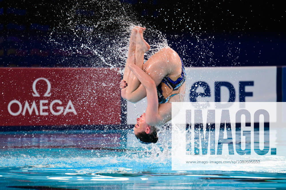 European Swimming Championships 2026 - synchronized swimming, Synchronschwimmen Duet - Saint Denis Anastasiya Dabravolskaya and Aliaksandra Mironchyk, Neutral Athletes during the European Swimming Championships synchronized swimming duet at the Aquatic Olympic Center in Saint Denis, near Paris, Frannce on July 31, 2026. Photo by Tomas Stevens ABACAPRESS.COM Saint-Denis France