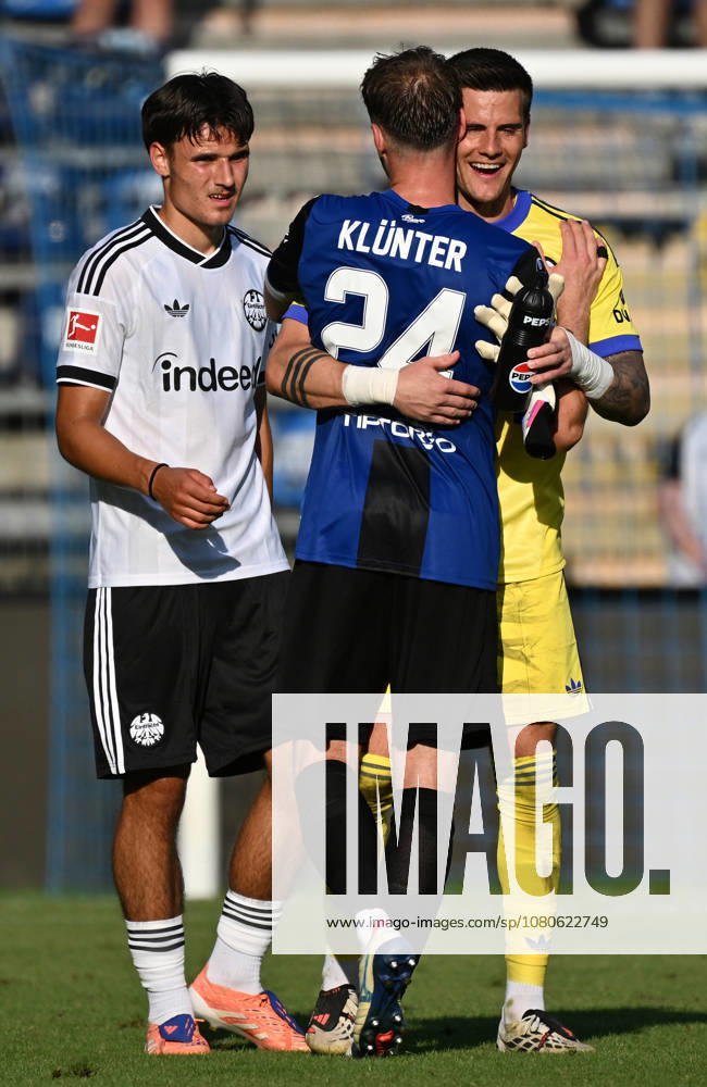Soccer Friendly Match, SV Waldhof Mannheim vs. Eintracht Frankfurt: Niklas Scheller (Eintracht Frankfurt), Michael Zetterer (Eintracht Frankfurt), Lukas Kluenter (Klünter) (Waldhof Mannheim), Mannheim