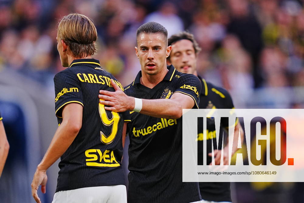 STOCKHOLM, SWEDEN 20260802 AIK s Linus Carlstrand and Dino Besirovic during Sunday s Allsvenskan soccer match between AIK and Örgryte at Strawberry Arena, STOCKHOLM, SWEDEN