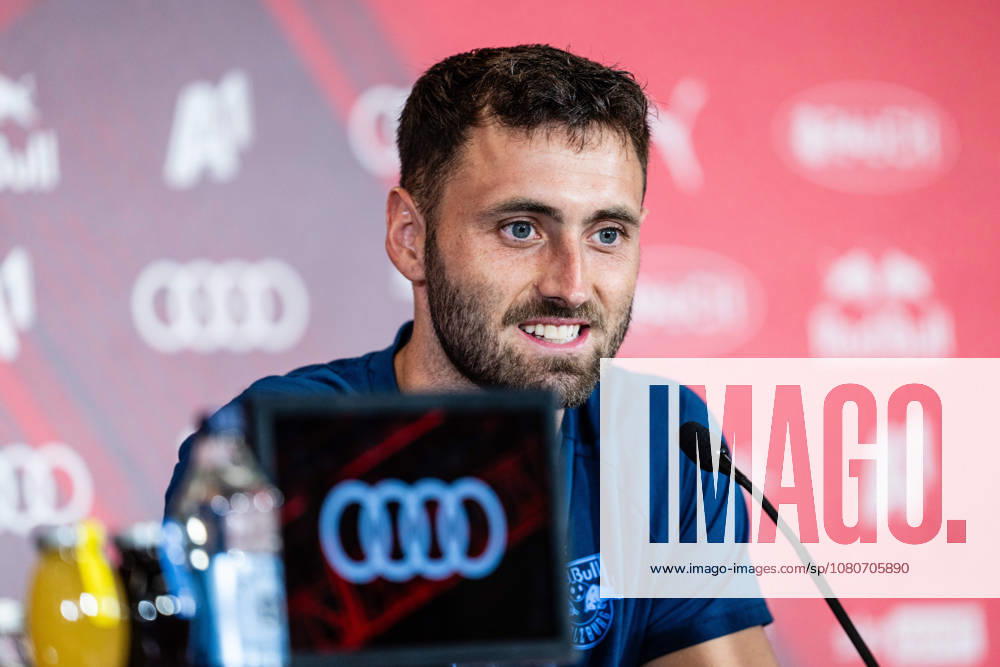 SOCCER - UEFA EL, RBS vs Pafos SALZBURG,AUSTRIA,05.AUG.26 - SOCCER - UEFA Europa League, qualification, Red Bull Salzburg vs Pafos FC, preview, press conference, PK, Pressekonferenz RBS. Image shows Dominik Schmid (RBS). GEPAxpictures Arellano