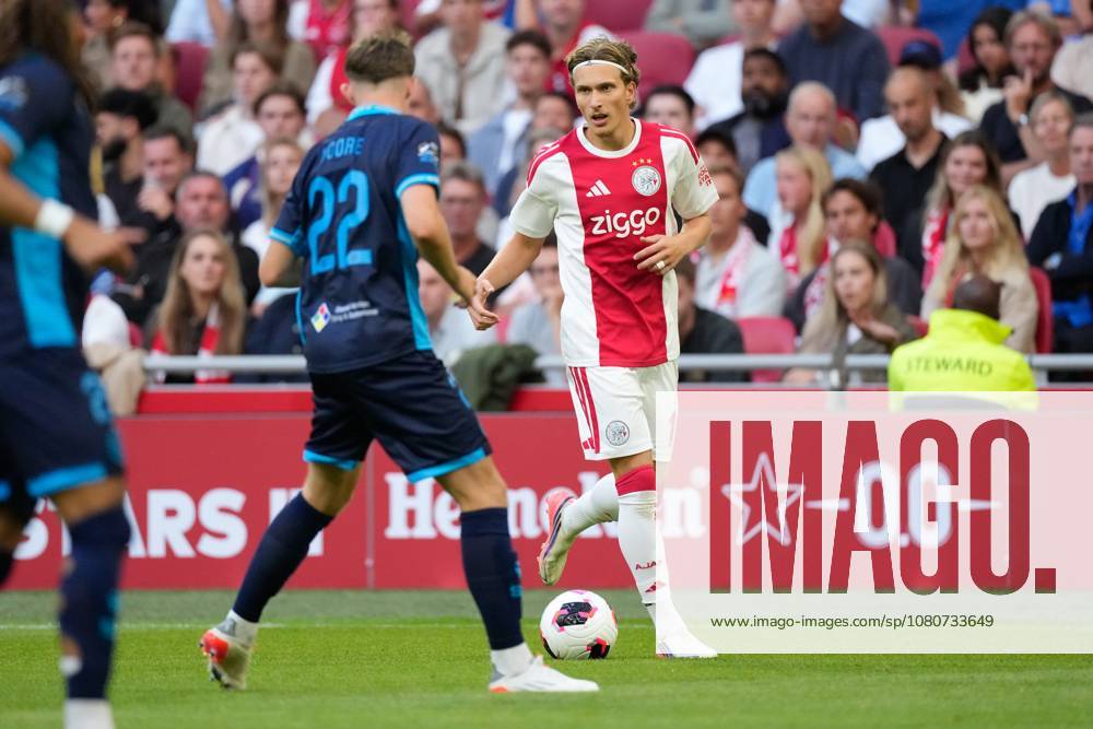 AMSTERDAM , 06-08-2026, Johan Cruijff ArenA , season 2026 2027 , UEFA Conference League play-off football . Match between Ajax and Shelbourne FC , Picture shows Ajax player Mika Godts Ajax - Shelbourne x205489074x