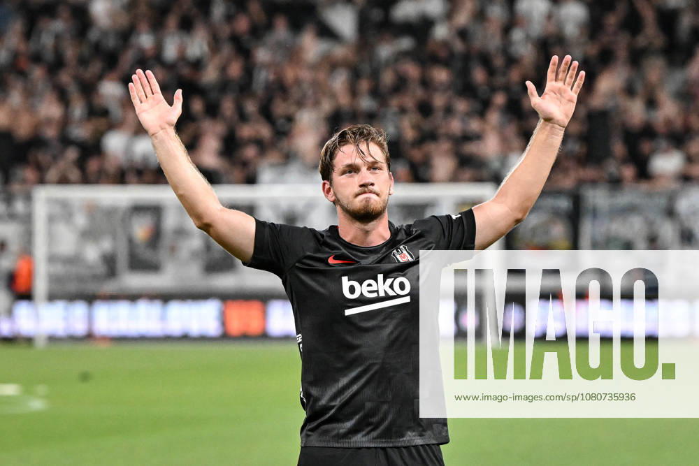 Hradec Kralove v Besiktas - UEFA Europa League HRADEC KRALOVE, CZECH REPUBLIC - AUGUST 6: Semih Kilicsoy (C) of Besiktas celebrates with his teammates after match the UEFA Europa League third qualifying round match between FC Hracek Kralove and Besiktas JK at FINEP Arena in Hradec Kralove, Czech Republic on August 6, 2026. Lukas Kabon Anadolu Hradec Kralove Czech Republic. Editorial use only. Please get in touch for any other usage.