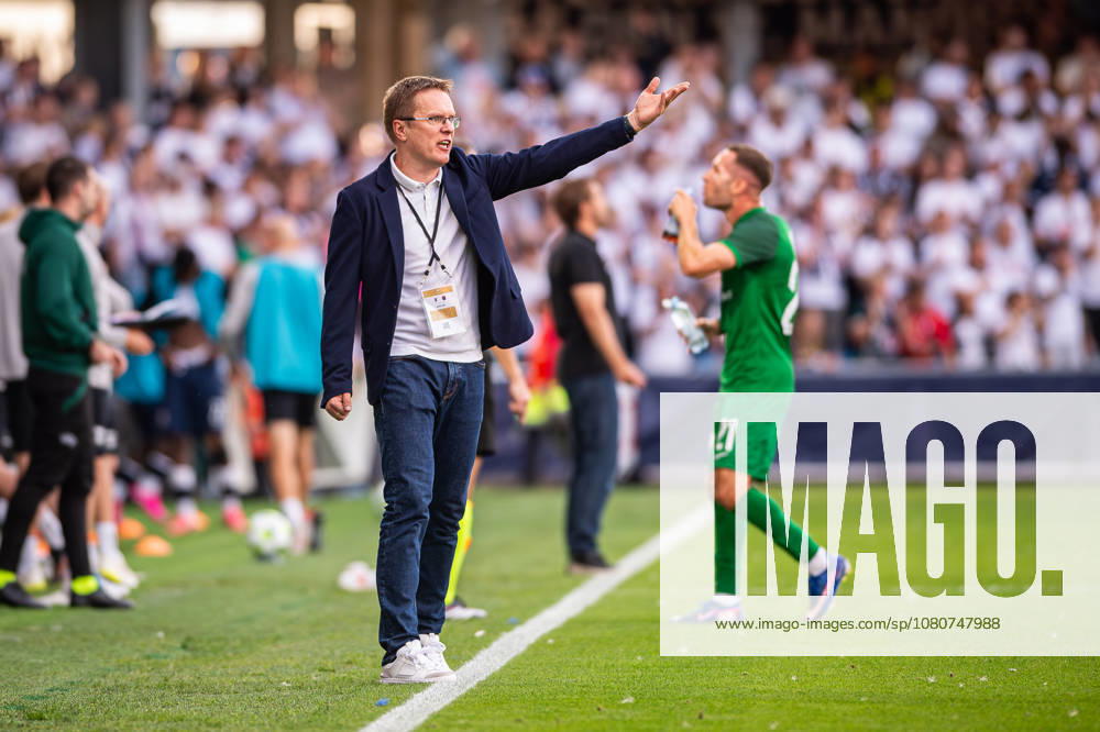 Aarhus GF v Sabah FK, UEFA Champions League qualification, Randers, Denmark Randers, Denmark. 05th, August 2026. Head coach Valdas Dambrauskas of Sabah FK seen during the UEFA Champions League qualification match between Aarhus GF and Sabah FK at Randers Stadion in Randers. Denmark, Randers, Randers Stadion