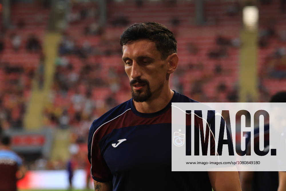 Stefan Savic of Trabsonspor during the pre-season friendly match between Goztepe and Trabzonspor at Goztepe Gursel Aksel Stadium on August 8, 2026 in Izmir, Turkey. Izmir Turkey