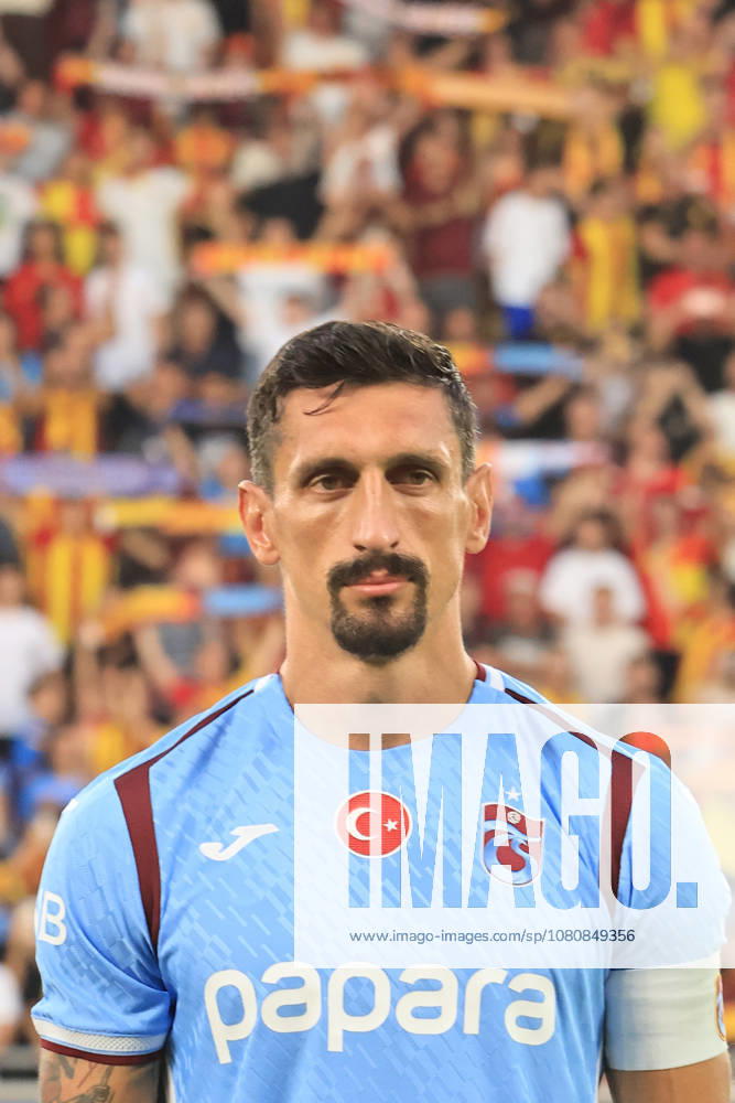 Stefan Savic of Trabzonspor during the pre-season friendly match between Goztepe and Trabzonspor at Goztepe Gursel Aksel Stadium on August 8, 2026 in Izmir, Turkey. Izmir Turkey