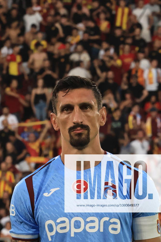 Stefan Savic of Trabzonspor during the pre-season friendly match between Goztepe and Trabzonspor at Goztepe Gursel Aksel Stadium on August 8, 2026 in Izmir, Turkey. Izmir Turkey