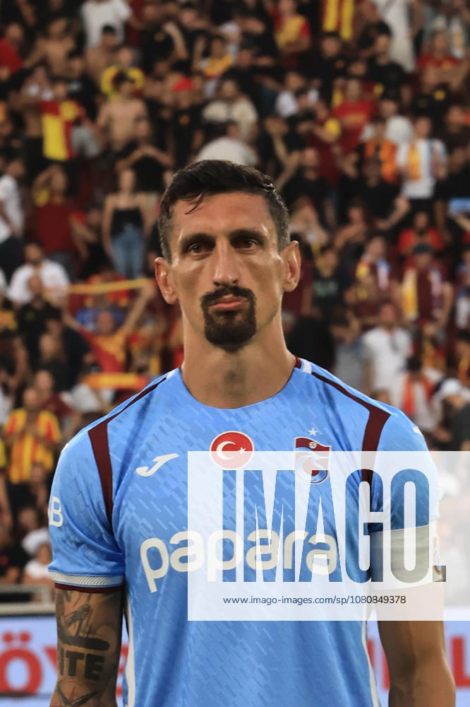 Stefan Savic of Trabzonspor during the pre-season friendly match between Goztepe and Trabzonspor at Goztepe Gursel Aksel Stadium on August 8, 2026 in Izmir, Turkey. Izmir Turkey