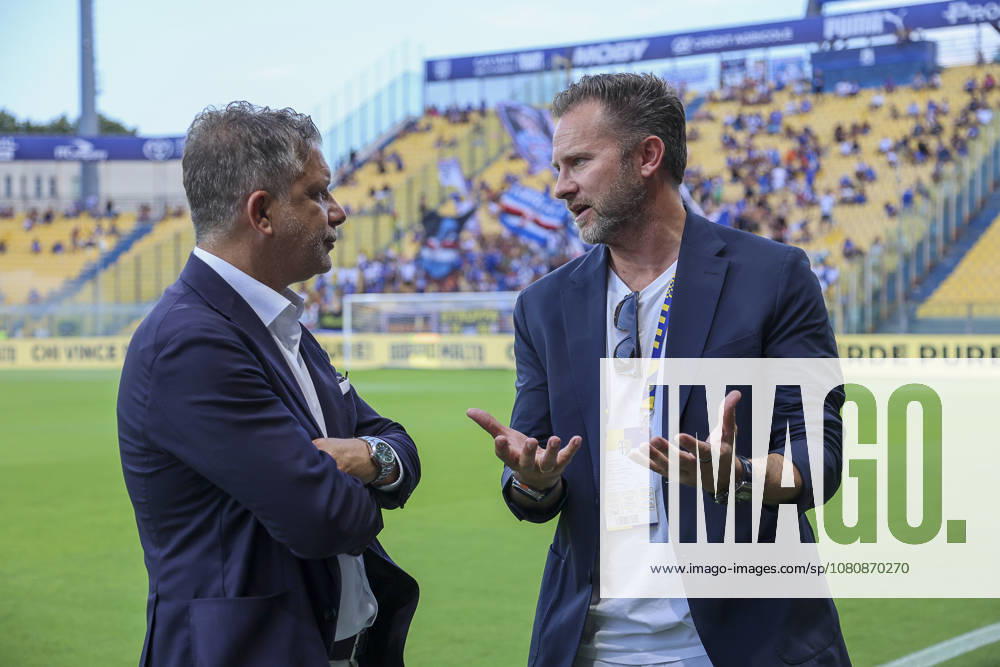 Parma Calcio v UC Sampdoria - Friendly Test Match Jesper Fredberg, CEO of UC Sampdoria, speaks to Federico Cherubini, CEO of Parma AC, before a friendly match between Parma Calcio and UC Sampdoria at the Ennio Tardini stadium in Parma, Italy, on August 9, 2026. Parma Italy