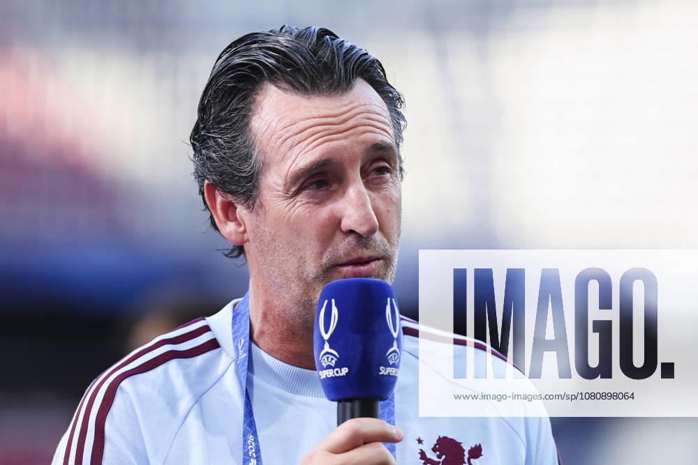 SOCCER - UEFA Super Cup, PSG vs Aston Villa SALZBURG,AUSTRIA,11.AUG.26 - SOCCER - UEFA Super Cup, Paris Saint-Germain vs Aston Villa FC, preview, pitch walk Aston Villa. Image shows head coach Unai Emery (Aston Villa). GEPAxpictures Geieregger