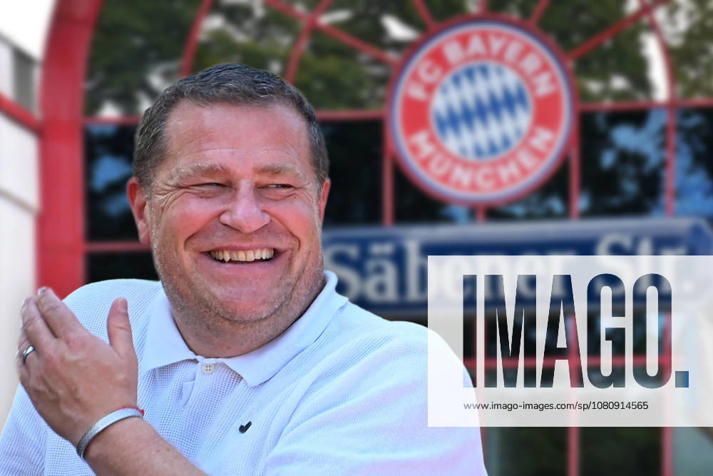 ATTENTION: PHOTO MONTAGE—Decision on Max EBERL, sporting director of FC Bayern Munich, apparently made; contract extended. ARCHIVE PHOTO: laughing, laughter, smiling, optimistic, in good spirits, Single image, cropped single subject, half-length portrait, half-figure Friendly match: FC Rottach Egern vs. FC Bayern Munich Training camp in Rottach Egern on July 30, 2026 Soccer, Bundesliga 1, 2026–2027 season
