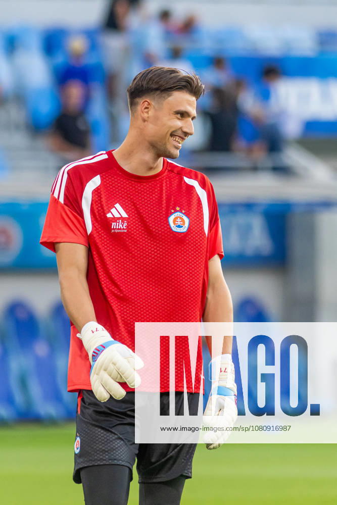 Dominik Takac of SK Slovan Bratislava seen during UEFA Champions league third qualifying round game between teams of SK Slovan Bratislava and Mjallby (Dominika Kortvelyesiova Ball Raw Images) Bratislava Tehelne Pole stadium Slovakia