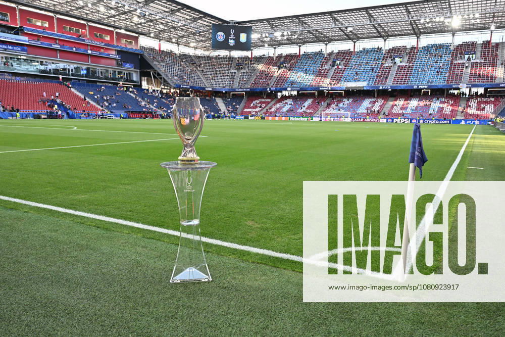 Paris Saint-Germain v Aston Villa - UEFA Super Cup SALZBURG, AUSTRIA - AUGUST 12: The UEFA Super Cup trophy is displayed at Salzburg Stadium ahead of the UEFA Super Cup match between Paris Saint-Germain and Aston Villa in Salzburg, Austria, on August 12, 2026. Isa Terli Anadolu Salzburg Austria. Editorial use only. Please get in touch for any other usage.