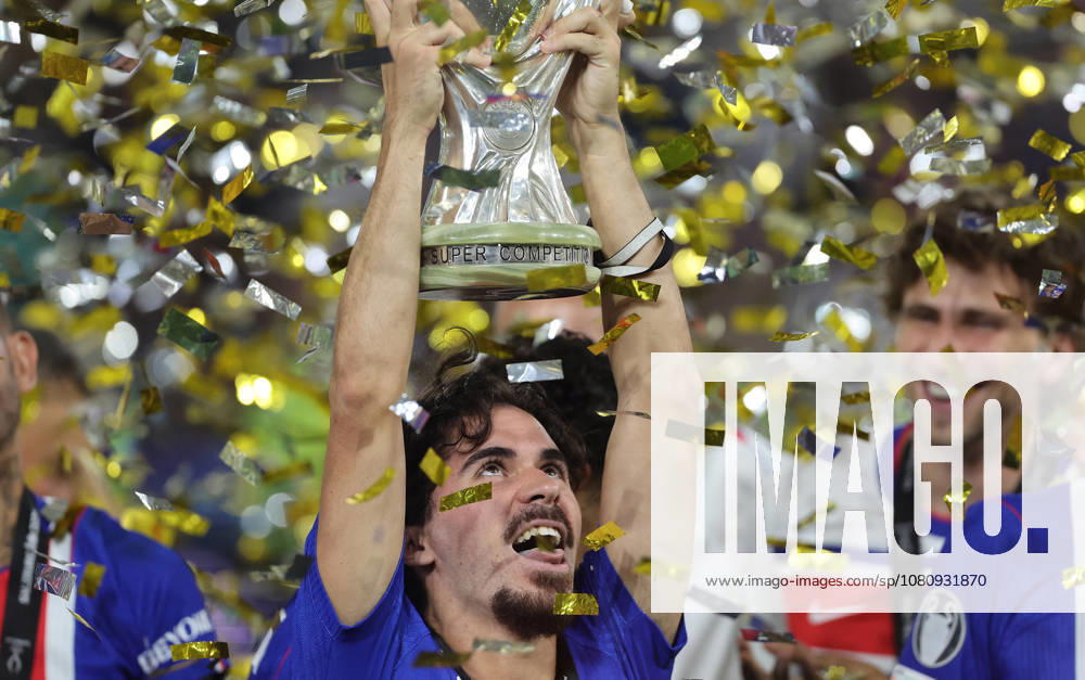 Vitinha , PSG gewinnt den Supercup , PSG-Aston Villa , UEFA Super Cup Finale , , Fußball , in der Red Bull Arena Stadion in Salzburg , Österreich . August 12 , 2026 . Photo by: Davide Elias IPA Photo Pressefoto DENL