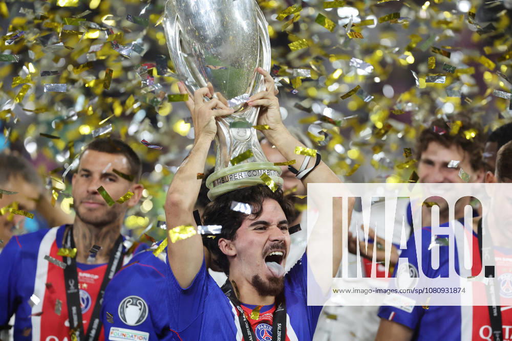 Vitinha , PSG gewinnt den Supercup , PSG-Aston Villa , UEFA Super Cup Finale , , Fußball , in der Red Bull Arena Stadion in Salzburg , Österreich . August 12 , 2026 . Photo by: Davide Elias IPA Photo Pressefoto DENL