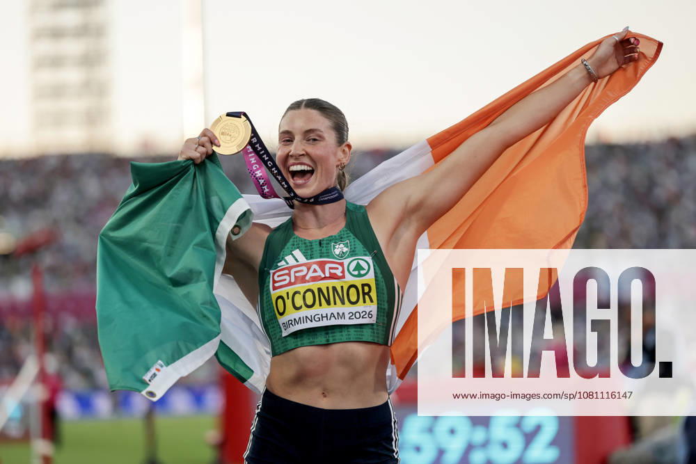 2026 European Athletics Championships, Alexander Stadium, Birmingham, England 15 8 2026 Womens Heptathlon - 800m Irelands Kate OConnor celebrates after winning gold Kate OConnor celebrates after winning gold 15 8 2026