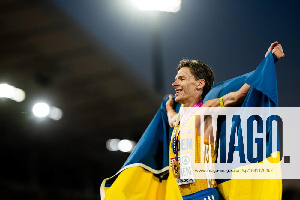 Andreas Almgren of Sweden celebrates after the men’s 10,000-meter race on Day 6 of the 2026 European Athletics Championships on August 15, 2026 in Birmingham. Photo by Mathias Bergeld, BILDBYRAN. Code: MB MT1071. track and field, athletics, friidrett, friidrotts EM, 2026 European Athletics Championships, Day 6, BBENG, celebration