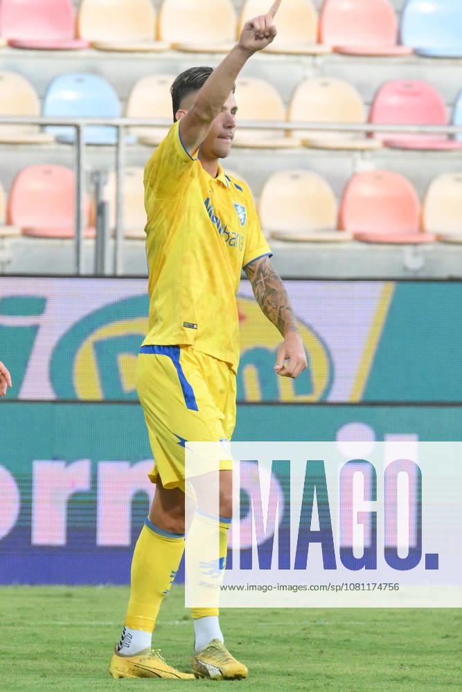 IPA87549837 - Antonio Raimondo of Frosinone Calcio celebrates after scoring a goal to make the score 3-0 during the Coppa Italia Freccia Rossa match between Frosinone Calcio and SS Juve Stabia at Benito Stirpe Stadium
