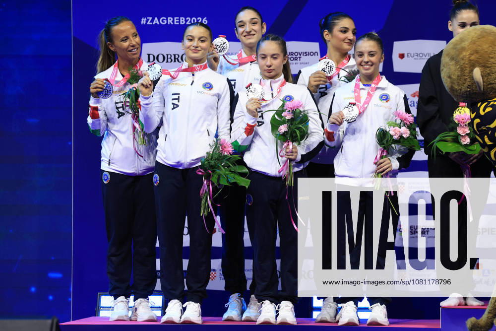 Zagreb, 16.08.2026. - 36TH EUROPEAN WOMENS ARTISTIC GYMNASTICS CHAMPIONSHIPS Women s Artistic Gymnastics, Team Final, SENIORS SILVER Italy IORIO Elisa ESPOSITO Manila MARANO July PEROTTI Giulia SISIO Anthea Women s Artistic Gymnastics, Team Final, SENIORS 260816_7429