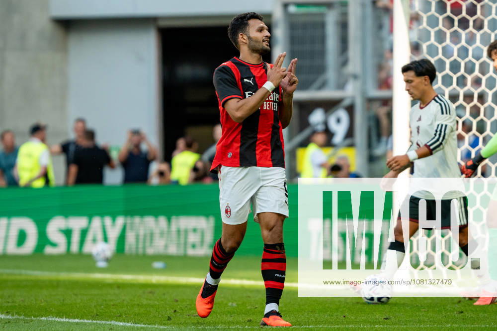 Goncalo Ramos celebrating after scoring goal seen during the Friendly match Supermecz 2026 between AC Milan and Manchester United, ManU ManU ManU (Kazimierz Koper Ball Raw Images) Wroclaw Tarczynski Arena Poland