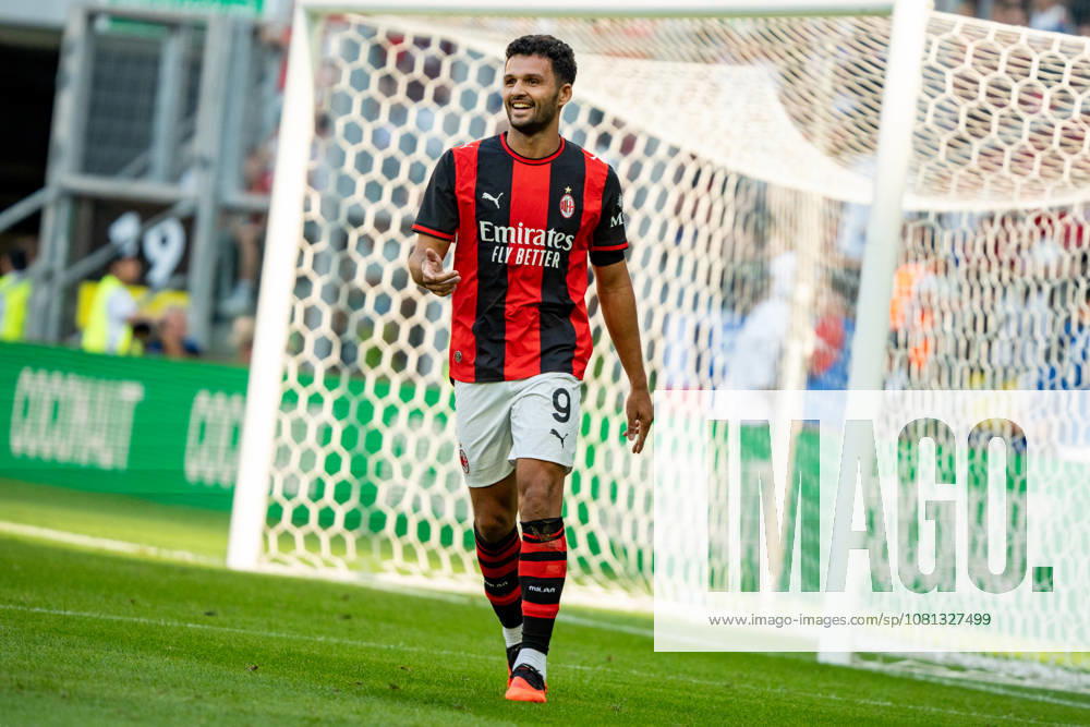 Goncalo Ramos celebrating after scoring goal seen during the Friendly match Supermecz 2026 between AC Milan and Manchester United, ManU ManU ManU (Kazimierz Koper Ball Raw Images) Wroclaw Tarczynski Arena Poland