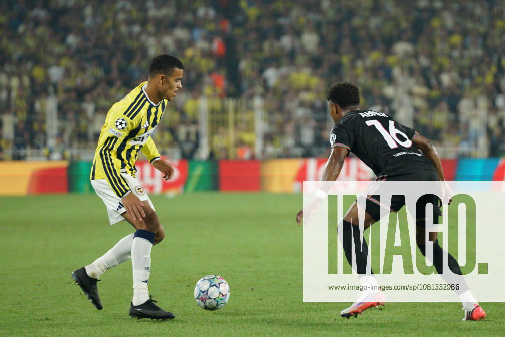 Mason Greenwood (L) of Fenerbahce in action against Abner (R) Olympique Lyonnais during the UEFA Champions League play-off round match between Fenerbahce and Olympique Lyonnais at the Chobani Stadium, Fenerbahce Sukru Saracoglu Sports Complex in Istanbul, Turkey, on August 18, 2026. Kadikoy Turkey - ZUMAu194 20260818_zip_u194_019