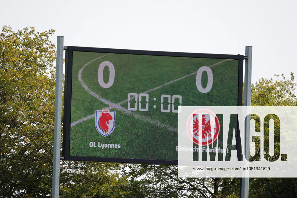 Friendly Match: Olympique Lyon Women vs. Eintracht Frankfurt Women. Pictured: Stock photo of a sign featuring the logos of both Olympique Lyon and Eintracht Frankfurt.