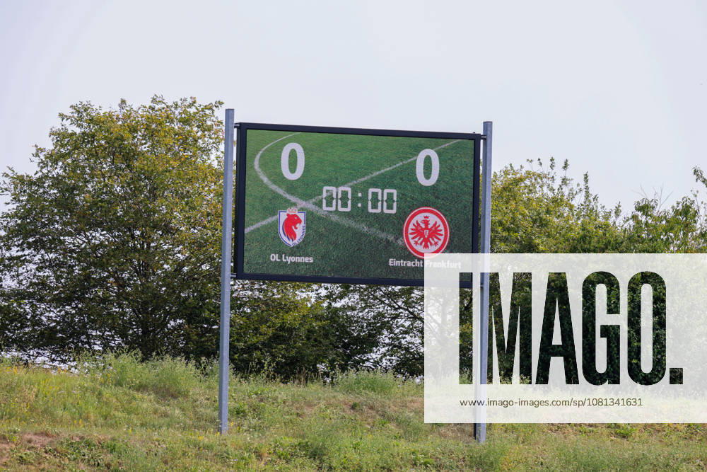 Friendly Match: Olympique Lyon Women vs. Eintracht Frankfurt Women. Pictured: Stock photo of a sign featuring the logos of both Olympique Lyon and Eintracht Frankfurt.