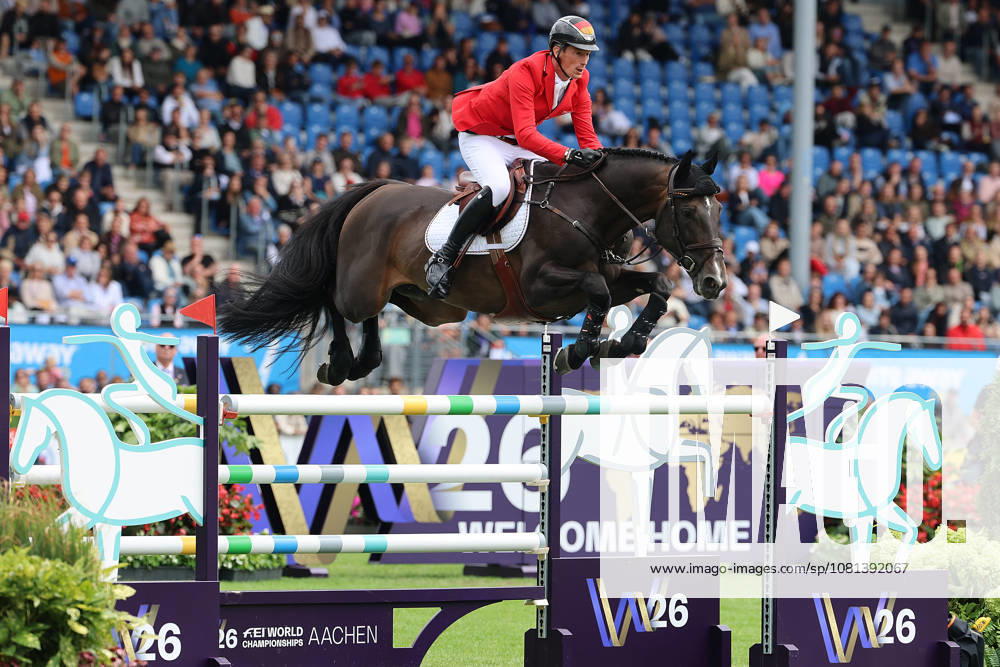 Daniel Deusser (GER), Germany, riding Otello de Guldenboom; Team Germany remains in the lead with three additional clear rounds; Show Jumping, FEI Jumping World Championship; FEI Jumping World Championship Second Competition, Team Final, Second Individual Qualifier, Mercedes-Benz Prize, Mercedes-Benz Prize, Individual and Team Standings, Jumping, AACHEN FEI World Championships 2026, World Festival of Equestrian Sports, 2026 Equestrian World Championships, Aachen 2026, Welcome Home 2026, Aachen Soers, August 11–23, 2026, Equestrian Sports, August 20, 2026, Aachen Soers, Germany