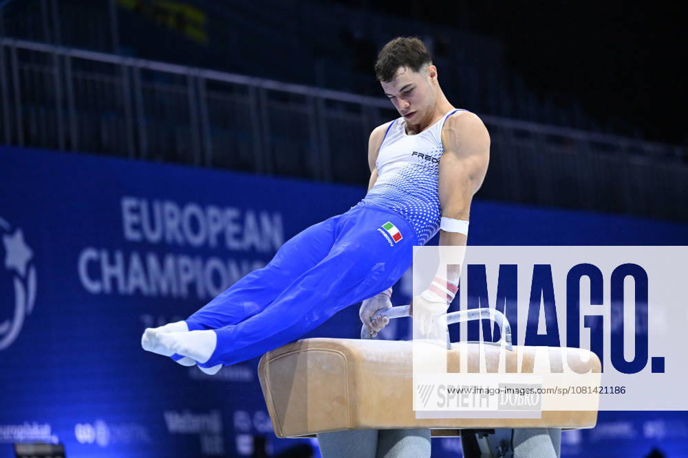 IPA87644041 - Pietro Mazzola (ITA) on the pommel horse during the European Men s Artistic Gymnastics Championships in Zagreb, Croatia, on August 20, 2026