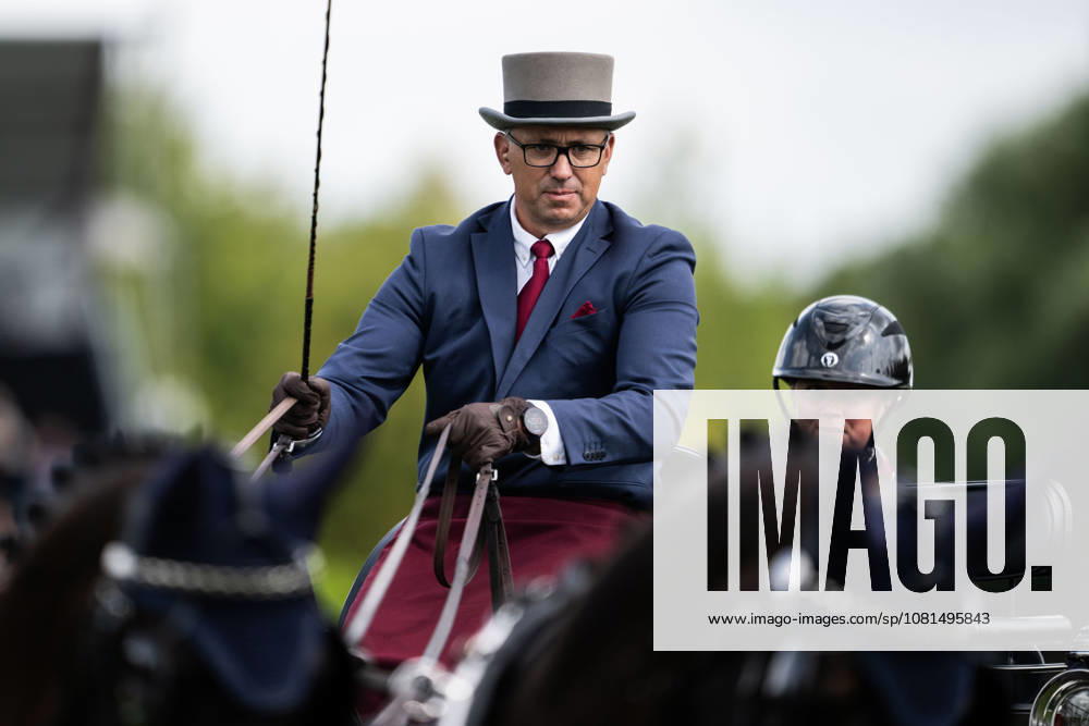 Fredrik Persson of Sweden, riding the horses Fasco, Hertog Jan, Judson, and Kermit, competes in the Four-in-Hand Dressage on Day 11 of the 2026 FEI World Championships on August 21, 2026 in Aachen. Photo by Emma Wallskog. BILDBYRAN code EW EW0695 equestrian sports 2026 World Championships 2026 FEI World Championships bbeng equestrian sports World Championships four-in-hand driving dressage four-in-hand