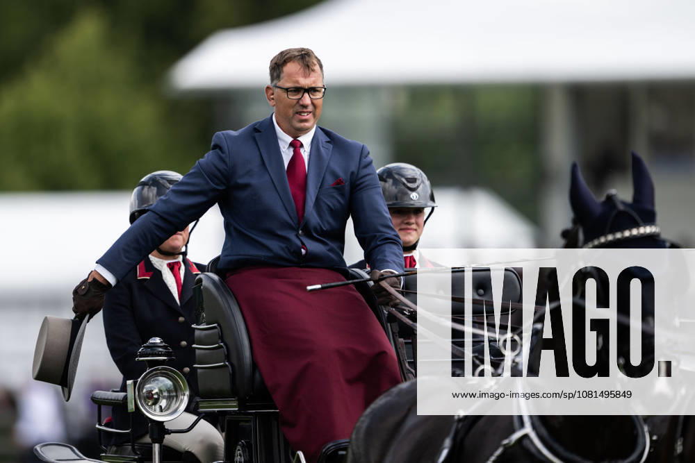 Fredrik Persson of Sweden, riding the horses Fasco, Hertog Jan, Judson, and Kermit, competes in the Four-in-Hand Dressage on Day 11 of the 2026 FEI World Championships on August 21, 2026 in Aachen. Photo by Emma Wallskog. BILDBYRAN code EW EW0695 equestrian sports 2026 World Championships 2026 FEI World Championships bbeng equestrian sports World Championships four-in-hand driving dressage four-in-hand