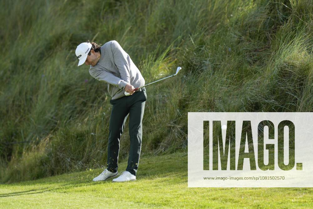 BALMEDIE, SCOTLAND - AUG 21: Maximilian Steinlechner (AUT) plays from the rough on the first hole during Round 2 at the 2026 Nexo Championship at the Trump International Golf Links, Balmedie on August 21, 2026 in Aberdeenshire, Scotland The 2026 Nexo Championship