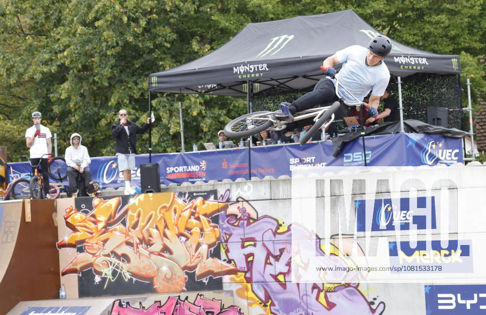 Men s Qualifying Round at the BMX Freestyle Park European Championships in Darmstadt s Bürgerpark, hosted by VC Darmstadt, August 21–23, 2026. Here: Nikita Fominov (AIN) during the competition in Darmstadt, Hesse, Germany
