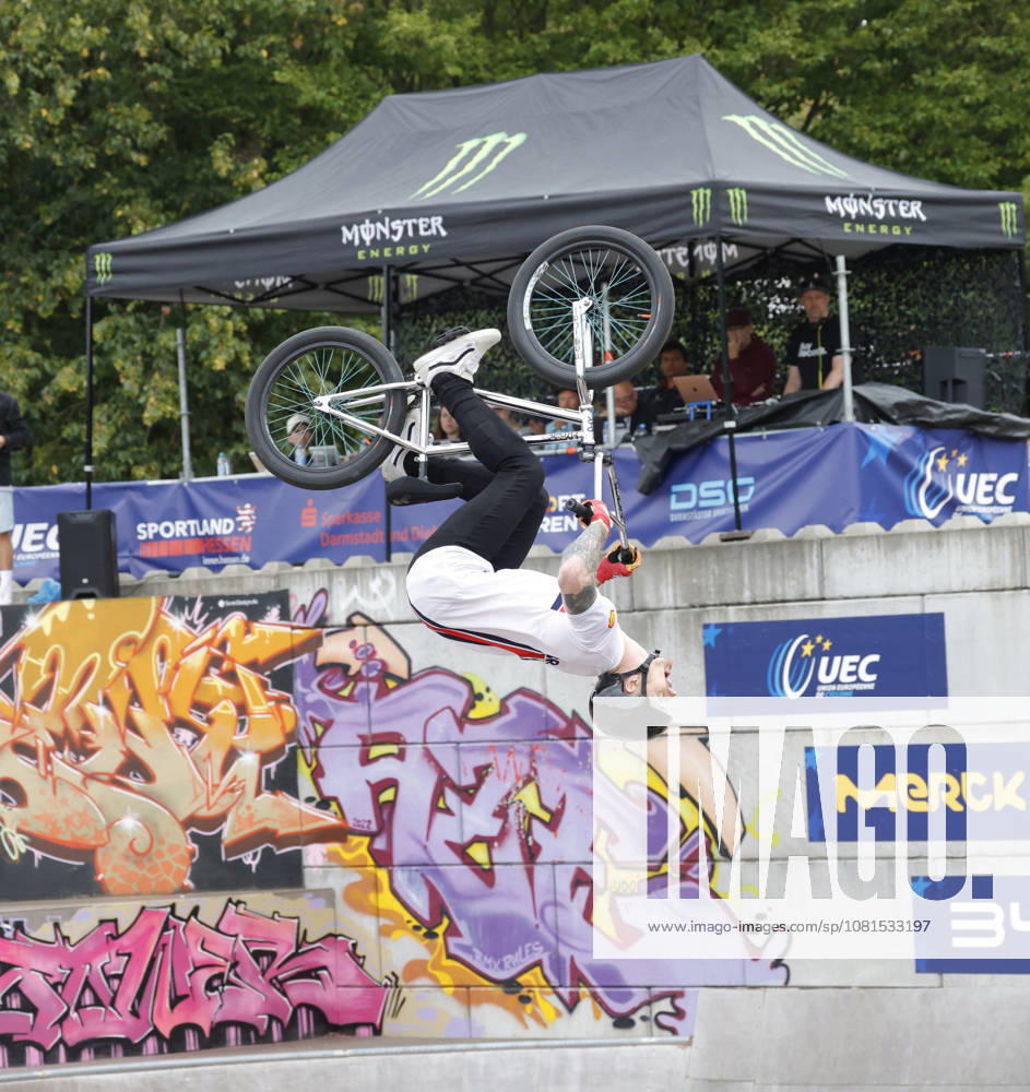 Men s Qualifying Round at the BMX Freestyle Park European Championships in Darmstadt s Bürgerpark, hosted by VC Darmstadt, August 21–23, 2026. Pictured here is Jordan Clark (GBR) during the competition in Darmstadt, Hesse, Germany.